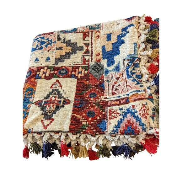 Yeiotsy Decorative Boho Throw Pillow Covers Tassels 17 x 17 Set of 2 Multicolor - Picture 2 of 5